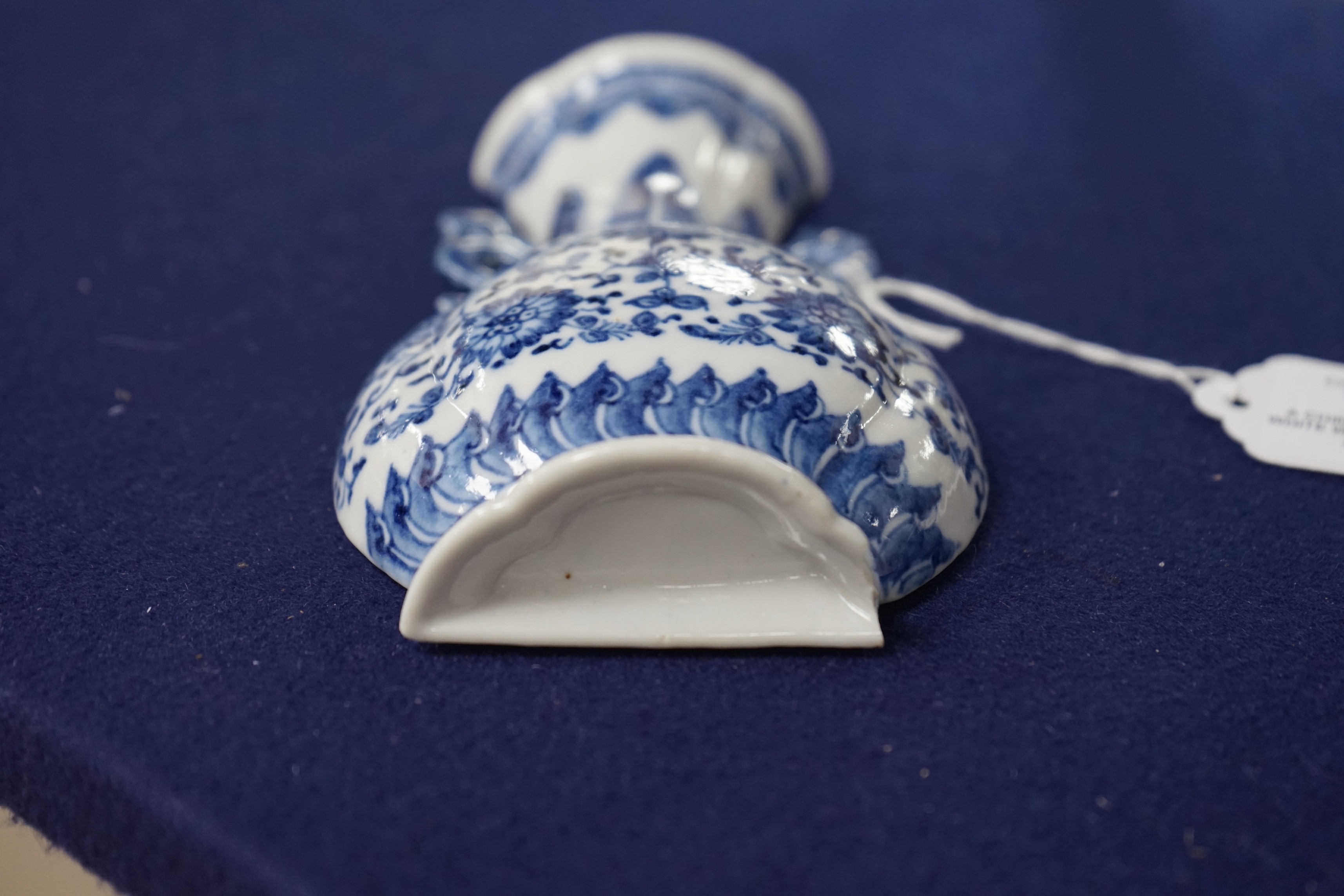 A Chinese blue and white wall vase shaped pocket, 19th century, 16.5cm tall